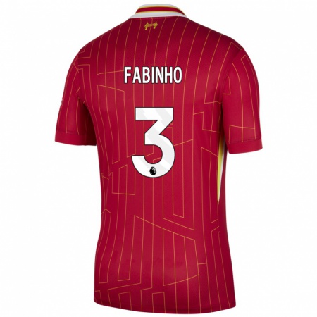 Kandiny Kinder Fabinho #3 Rot Gelb Weiß Heimtrikot Trikot 2024/25 T-Shirt