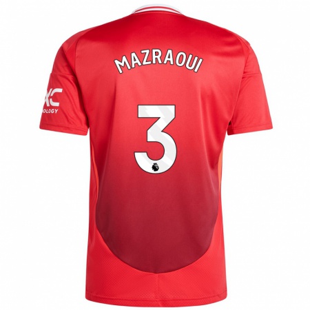 Kandiny Kinder Noussair Mazraoui #3 Hellrot Heimtrikot Trikot 2024/25 T-Shirt