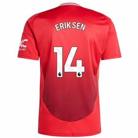 Kandiny Kinder Christian Eriksen #14 Hellrot Heimtrikot Trikot 2024/25 T-Shirt