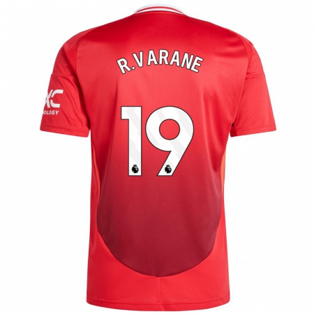 Kandiny Kinder Raphaël Varane #19 Hellrot Heimtrikot Trikot 2024/25 T-Shirt