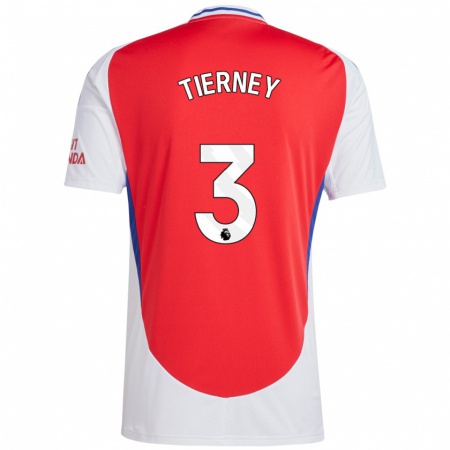 Kandiny Kinder Kieran Tierney #3 Rot Weiß Heimtrikot Trikot 2024/25 T-Shirt