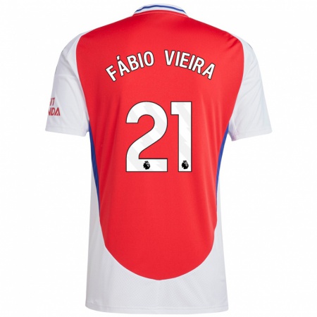 Kandiny Kinder Fábio Vieira #21 Rot Weiß Heimtrikot Trikot 2024/25 T-Shirt