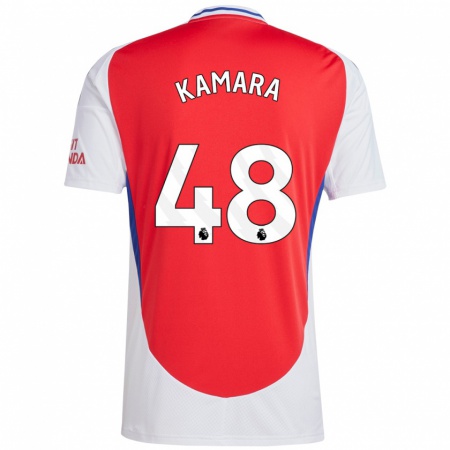 Kandiny Kinder Osman Kamara #48 Rot Weiß Heimtrikot Trikot 2024/25 T-Shirt