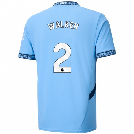 Kandiny Kinder Kyle Walker #2 Marineblau Heimtrikot Trikot 2024/25 T-Shirt