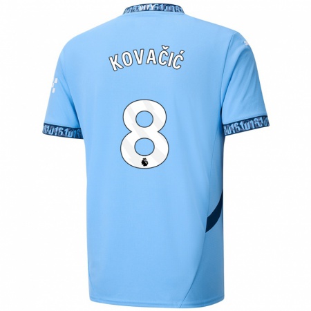 Kandiny Kinder Mateo Kovacic #8 Marineblau Heimtrikot Trikot 2024/25 T-Shirt