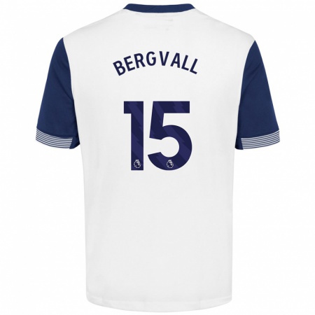 Kandiny Kinder Lucas Bergvall #15 Weiß Blau Heimtrikot Trikot 2024/25 T-Shirt