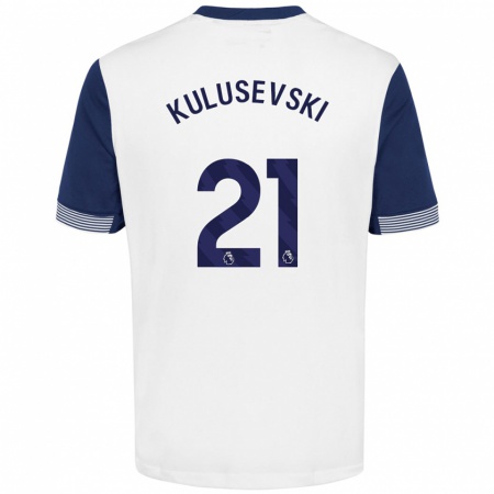 Kandiny Kinder Dejan Kulusevski #21 Weiß Blau Heimtrikot Trikot 2024/25 T-Shirt