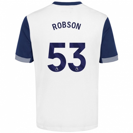 Kandiny Kinder Max Robson #53 Weiß Blau Heimtrikot Trikot 2024/25 T-Shirt