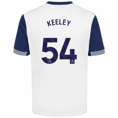 Kandiny Kinder Josh Keeley #54 Weiß Blau Heimtrikot Trikot 2024/25 T-Shirt