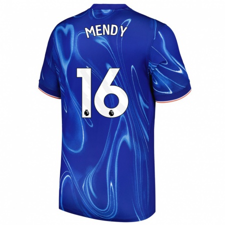 Kandiny Kinder Edouard Mendy #16 Blau Weiß Heimtrikot Trikot 2024/25 T-Shirt