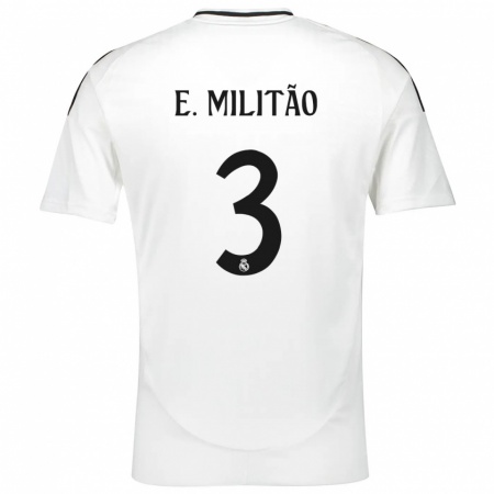 Kandiny Kinder Éder Militão #3 Weiß Heimtrikot Trikot 2024/25 T-Shirt