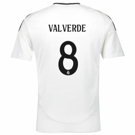 Kandiny Kinder Federico Valverde #8 Weiß Heimtrikot Trikot 2024/25 T-Shirt