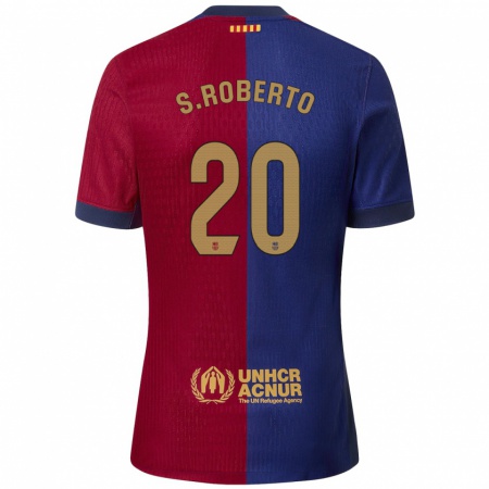 Kandiny Kinder Sergi Roberto #20 Blau Rot Heimtrikot Trikot 2024/25 T-Shirt