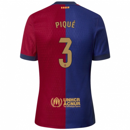 Kandiny Kinder Gerard Pique #3 Blau Rot Heimtrikot Trikot 2024/25 T-Shirt