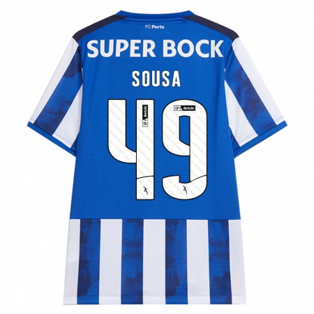 Kandiny Kinder Gonçalo Sousa #49 Blau Weiß Heimtrikot Trikot 2024/25 T-Shirt