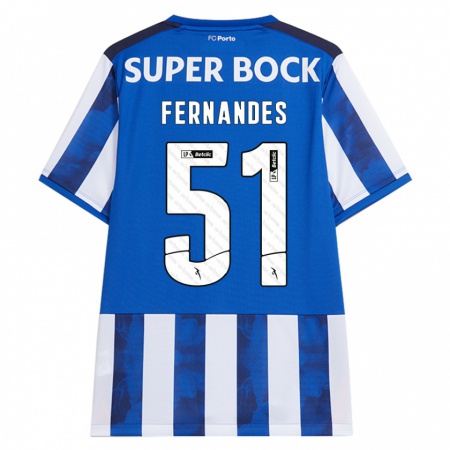 Kandiny Kinder Diogo Fernandes #51 Blau Weiß Heimtrikot Trikot 2024/25 T-Shirt