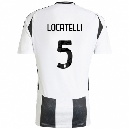 Kandiny Kinder Manuel Locatelli #5 Weiß Schwarz Heimtrikot Trikot 2024/25 T-Shirt