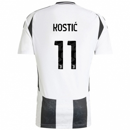 Kandiny Kinder Filip Kostić #11 Weiß Schwarz Heimtrikot Trikot 2024/25 T-Shirt