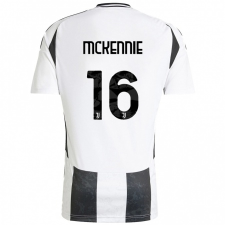 Kandiny Kinder Weston Mckennie #16 Weiß Schwarz Heimtrikot Trikot 2024/25 T-Shirt