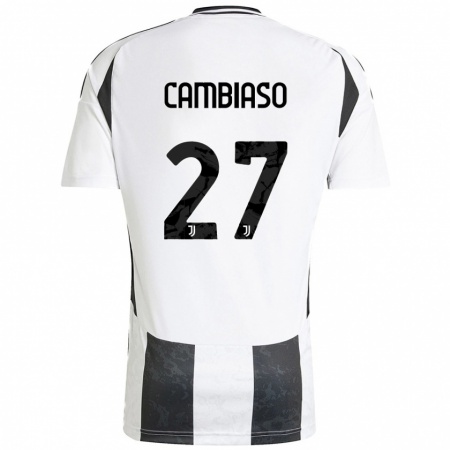 Kandiny Kinder Andrea Cambiaso #27 Weiß Schwarz Heimtrikot Trikot 2024/25 T-Shirt