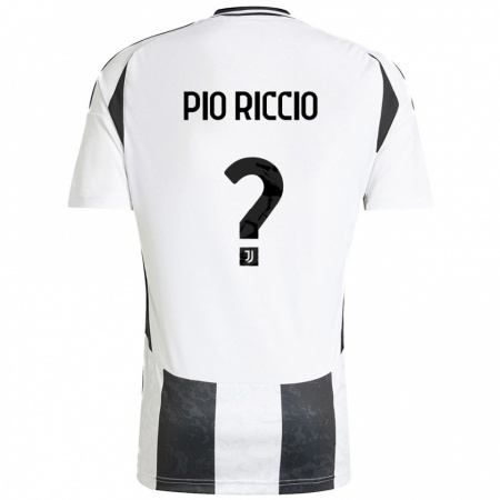 Kandiny Kinder Alessandro Pio Riccio #0 Weiß Schwarz Heimtrikot Trikot 2024/25 T-Shirt