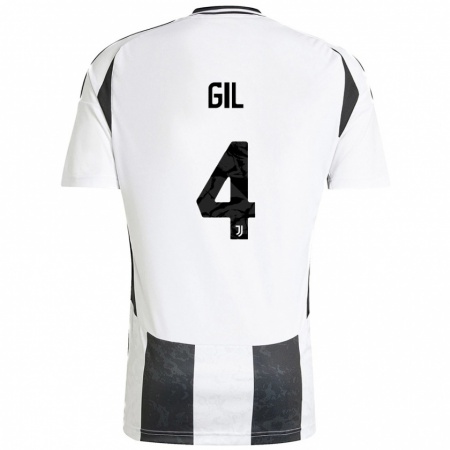 Kandiny Kinder Javier Gil #4 Weiß Schwarz Heimtrikot Trikot 2024/25 T-Shirt