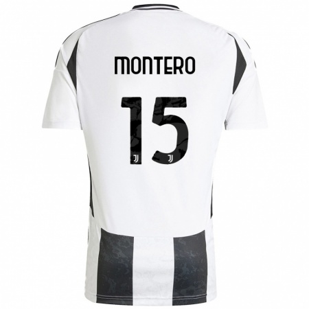 Kandiny Kinder Alfonso Montero #15 Weiß Schwarz Heimtrikot Trikot 2024/25 T-Shirt