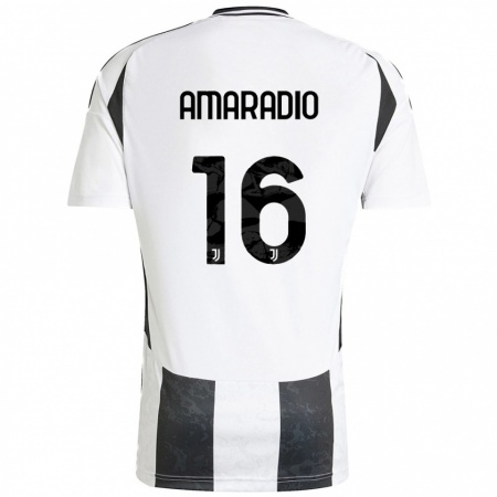 Kandiny Kinder Luca Amaradio #16 Weiß Schwarz Heimtrikot Trikot 2024/25 T-Shirt