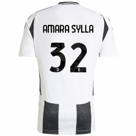 Kandiny Kinder Idris Amara Sylla #32 Weiß Schwarz Heimtrikot Trikot 2024/25 T-Shirt