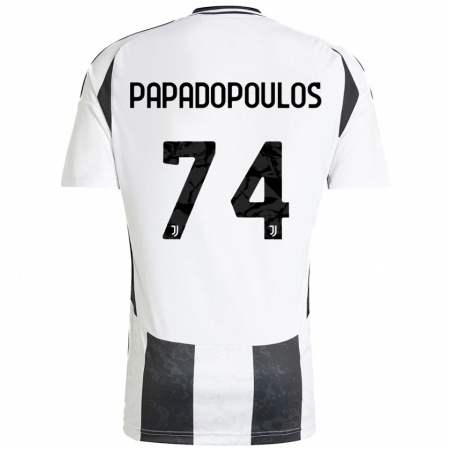 Kandiny Kinder Christos Papadopoulos #74 Weiß Schwarz Heimtrikot Trikot 2024/25 T-Shirt