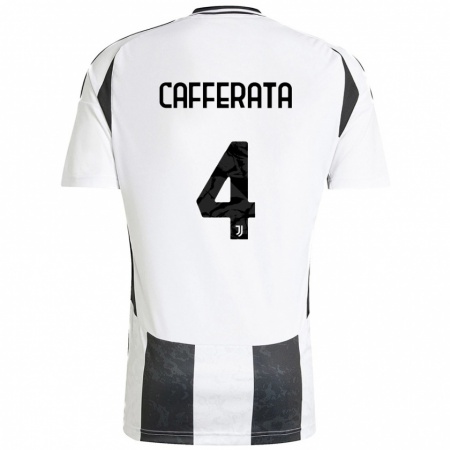 Kandiny Kinder Federica Cafferata #4 Weiß Schwarz Heimtrikot Trikot 2024/25 T-Shirt