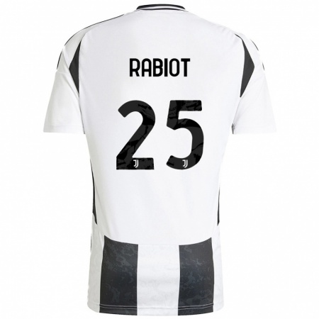 Kandiny Kinder Adrien Rabiot #25 Weiß Schwarz Heimtrikot Trikot 2024/25 T-Shirt