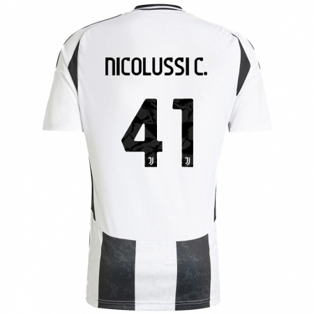 Kandiny Kinder Hans Nicolussi Caviglia #41 Weiß Schwarz Heimtrikot Trikot 2024/25 T-Shirt