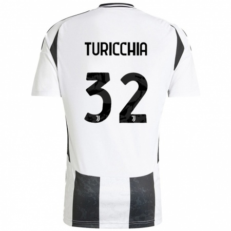 Kandiny Kinder Riccardo Turicchia #32 Weiß Schwarz Heimtrikot Trikot 2024/25 T-Shirt