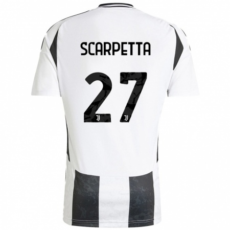 Kandiny Kinder Jacopo Scarpetta #27 Weiß Schwarz Heimtrikot Trikot 2024/25 T-Shirt