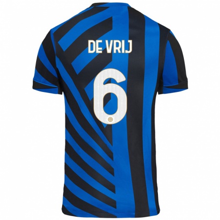 Kandiny Kinder Stefan De Vrij #6 Blau Schwarz Heimtrikot Trikot 2024/25 T-Shirt