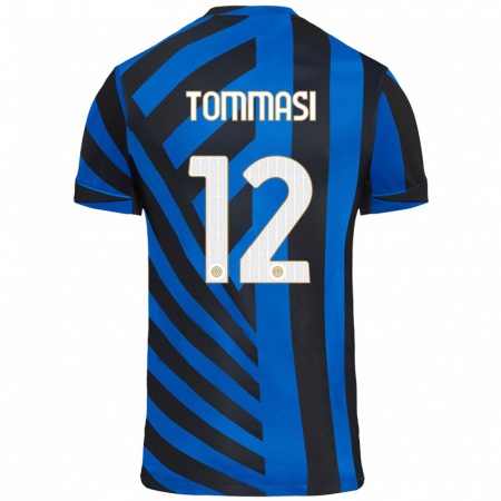 Kandiny Kinder Francesco Tommasi #12 Blau Schwarz Heimtrikot Trikot 2024/25 T-Shirt