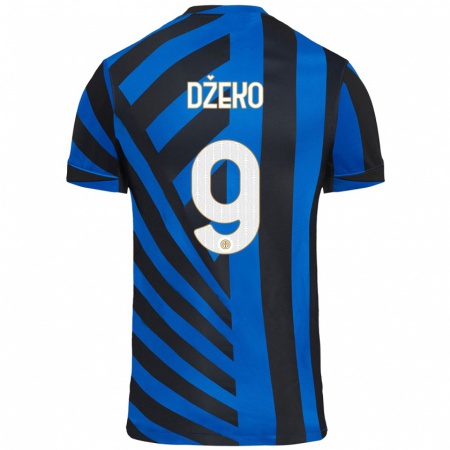 Kandiny Kinder Edin Dzeko #9 Blau Schwarz Heimtrikot Trikot 2024/25 T-Shirt