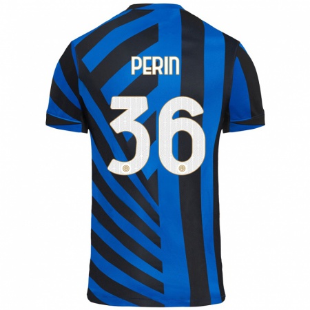 Kandiny Kinder Nicolo Perin #36 Blau Schwarz Heimtrikot Trikot 2024/25 T-Shirt