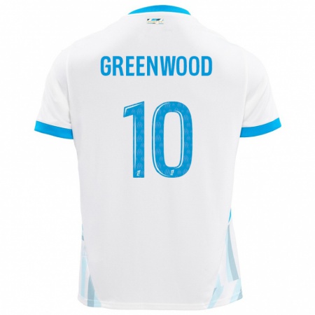 Kandiny Kinder Mason Greenwood #10 Weiß Himmelblau Heimtrikot Trikot 2024/25 T-Shirt