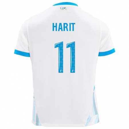 Kandiny Kinder Amine Harit #11 Weiß Himmelblau Heimtrikot Trikot 2024/25 T-Shirt