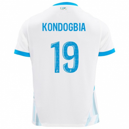 Kandiny Kinder Geoffrey Kondogbia #19 Weiß Himmelblau Heimtrikot Trikot 2024/25 T-Shirt