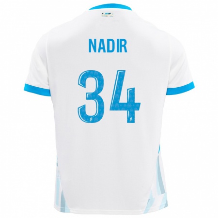 Kandiny Kinder Bilal Nadir #34 Weiß Himmelblau Heimtrikot Trikot 2024/25 T-Shirt