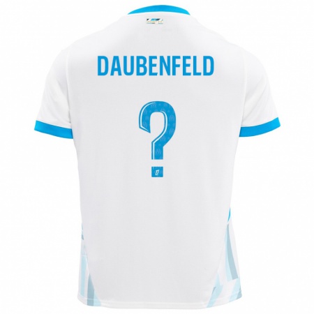 Kandiny Kinder Lucas Daubenfeld #0 Weiß Himmelblau Heimtrikot Trikot 2024/25 T-Shirt