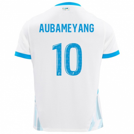 Kandiny Kinder Pierre-Emerick Aubameyang #10 Weiß Himmelblau Heimtrikot Trikot 2024/25 T-Shirt