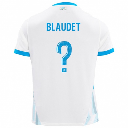 Kandiny Kinder David Blaudet #0 Weiß Himmelblau Heimtrikot Trikot 2024/25 T-Shirt