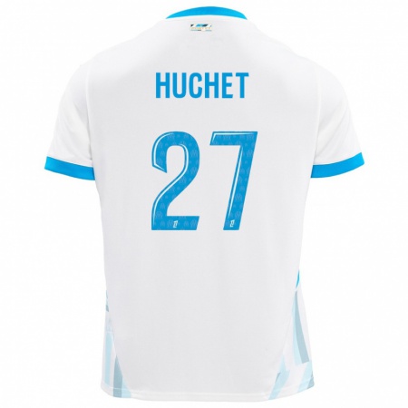 Kandiny Kinder Sarah Huchet #27 Weiß Himmelblau Heimtrikot Trikot 2024/25 T-Shirt