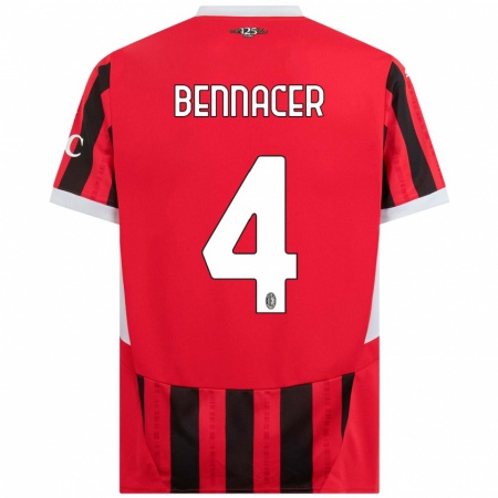 Kandiny Kinder Ismaël Bennacer #4 Rot Schwarz Heimtrikot Trikot 2024/25 T-Shirt