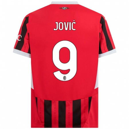 Kandiny Kinder Luka Jović #9 Rot Schwarz Heimtrikot Trikot 2024/25 T-Shirt