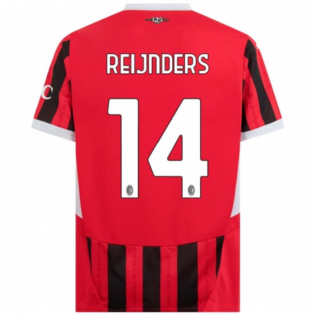 Kandiny Kinder Tijjani Reijnders #14 Rot Schwarz Heimtrikot Trikot 2024/25 T-Shirt